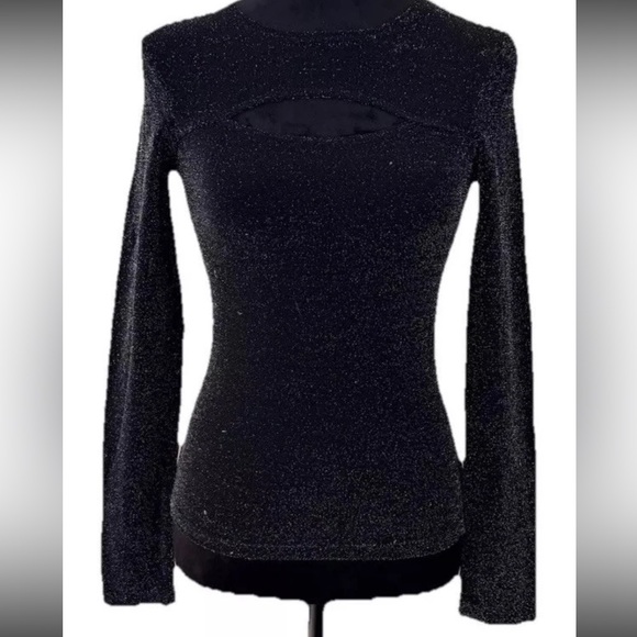 By Choice Tops - By choice California ladies Elegant Black Glitter pullover top size M 90s stretc